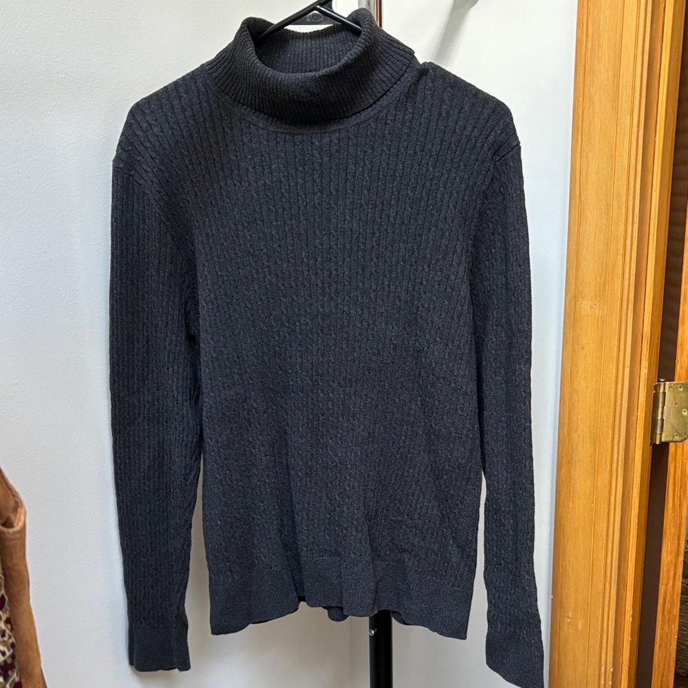 JEANNE PIERRE Charcoal Ribbed Turtleneck Sweater
